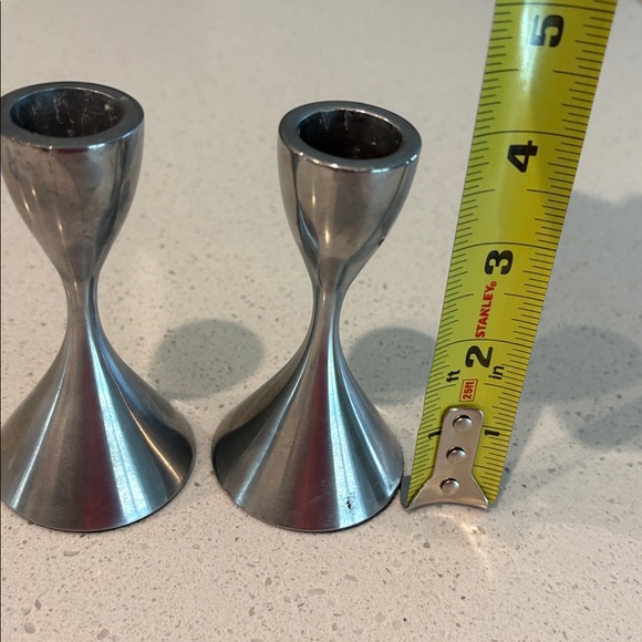 Vintage  Hourglass Stainless Steel Candle Holders - Pair - Picture 7 of 13